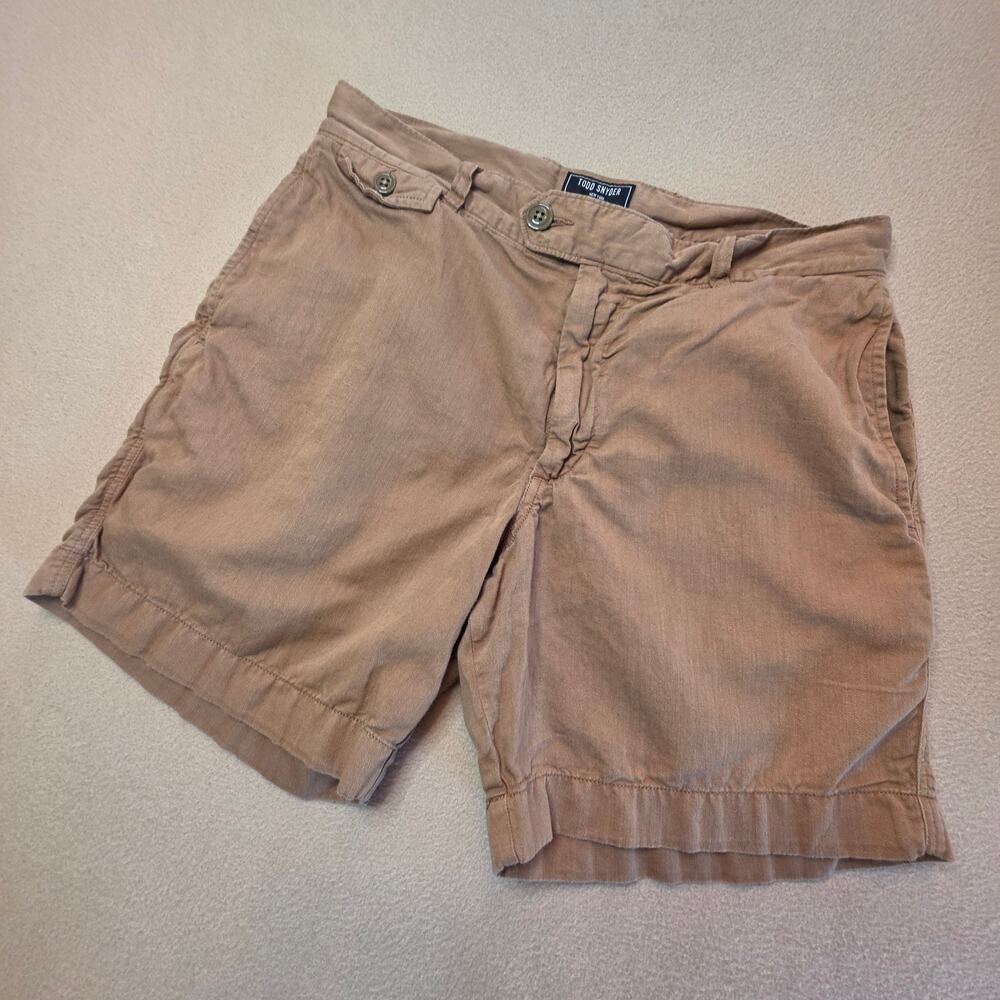 Todd Snyder Men's Hudson Shorts Brown Tan Sz 31 (7" Inseam) Cotton Linen Blend